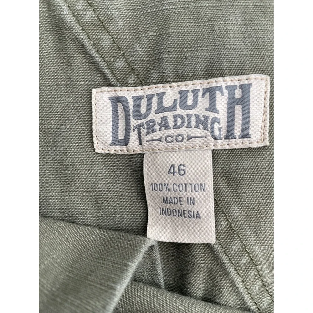 Duluth Trading Cargo Shorts Mens 46 Olive Green Cotton Canvas Workwear‎ Utility